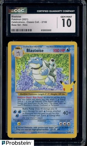 2021 Pokemon Celebrations Classic Base Set #2 Blastoise Holo CGC 10 GEM MINT