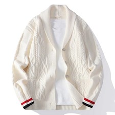 Men's new knitted cardigan, a fashionable lapel sweater cardigan for the autumn