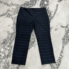 Banana Republic Sloan Women  s Size 12S Navy Green Plaid Tartan Dress Pants