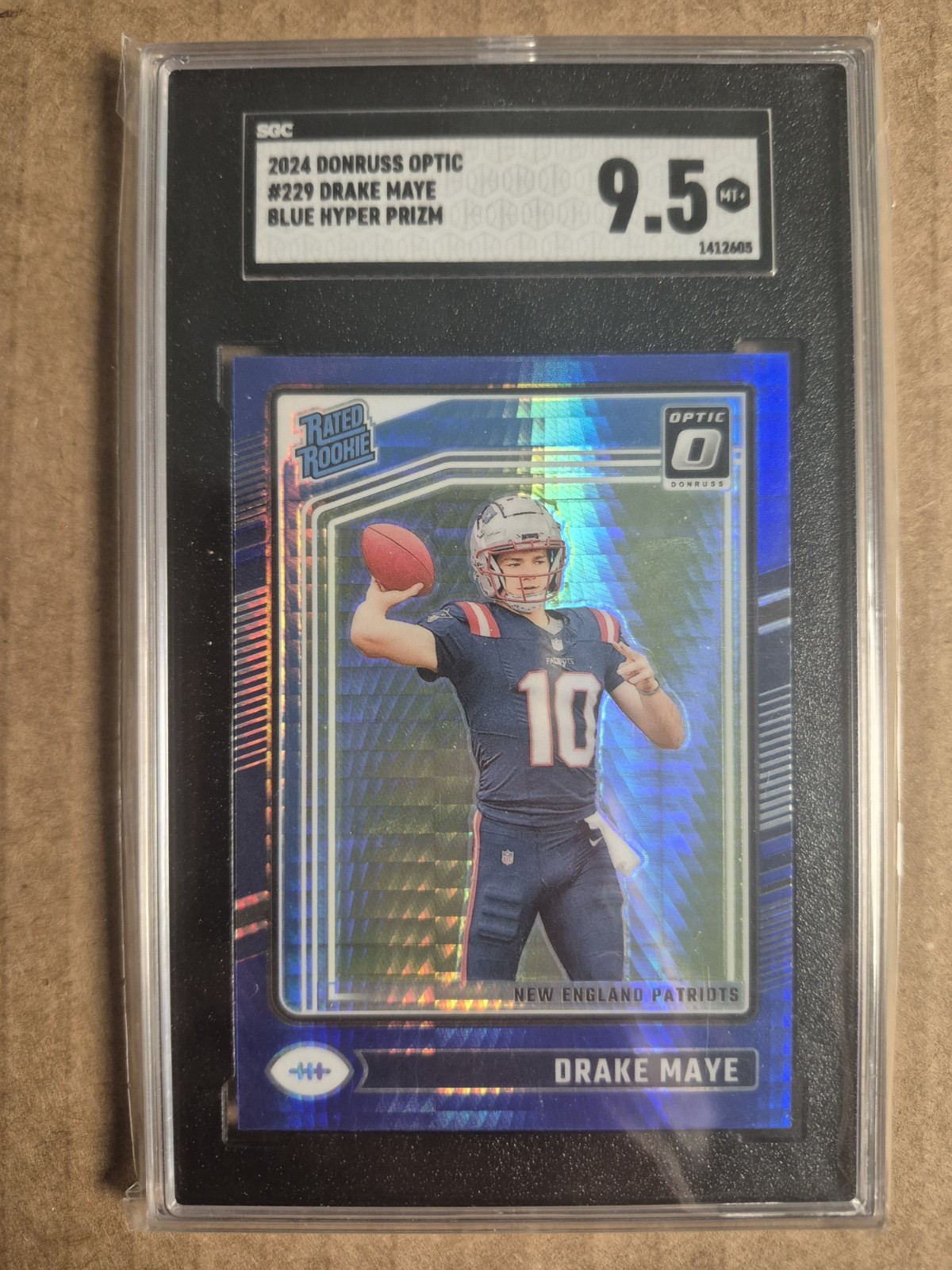 2024 Donruss Optic #229 Drake Maye Blue Hyper Rookie RC SGC 9.5 Color Match