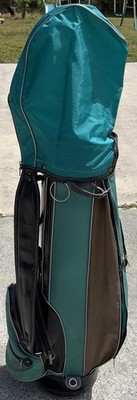 Vintage Mizuno Cart Golf Bag 80s/90s Black Green Leather Carry