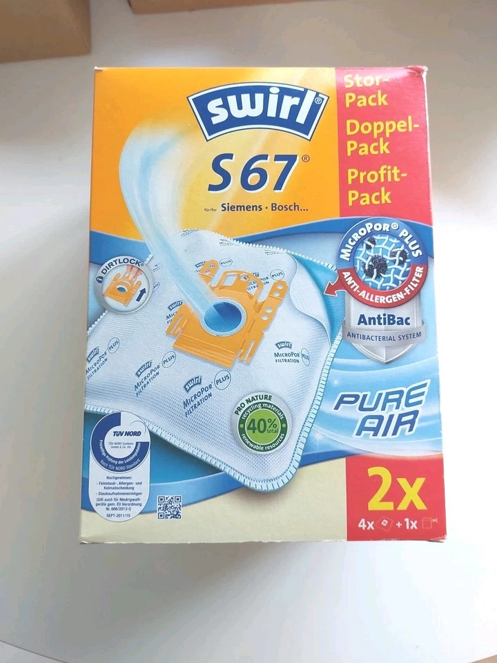 9 Staubsaugerbeutel Swirl S 67,  geeignet für Siemens  Bosch 