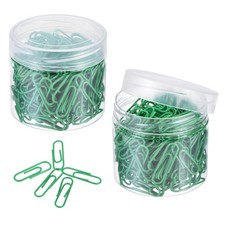 Paper Clips 1.1 Inch Vinyl Coated with Box for Office Home Green Count 400