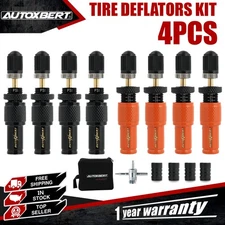 4x Automatic Tire Deflator 10-30 PSI Valve Cap Screw-on Air Down Pressure Gauge 