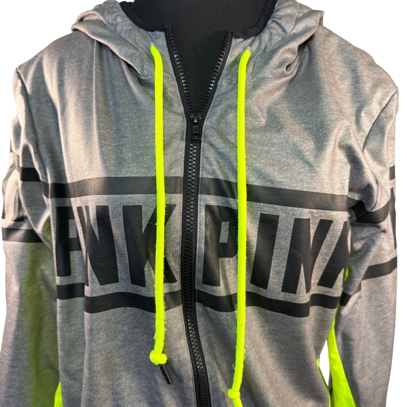 UNDERCOVER Giacca con cappuccio e zip Victorias Secret rosa donna XS S grigio e giallo fluo