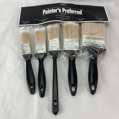 5 Pack of Household Paint Brushes Painter's Preferred 1'' to 3'' Polyester NIP