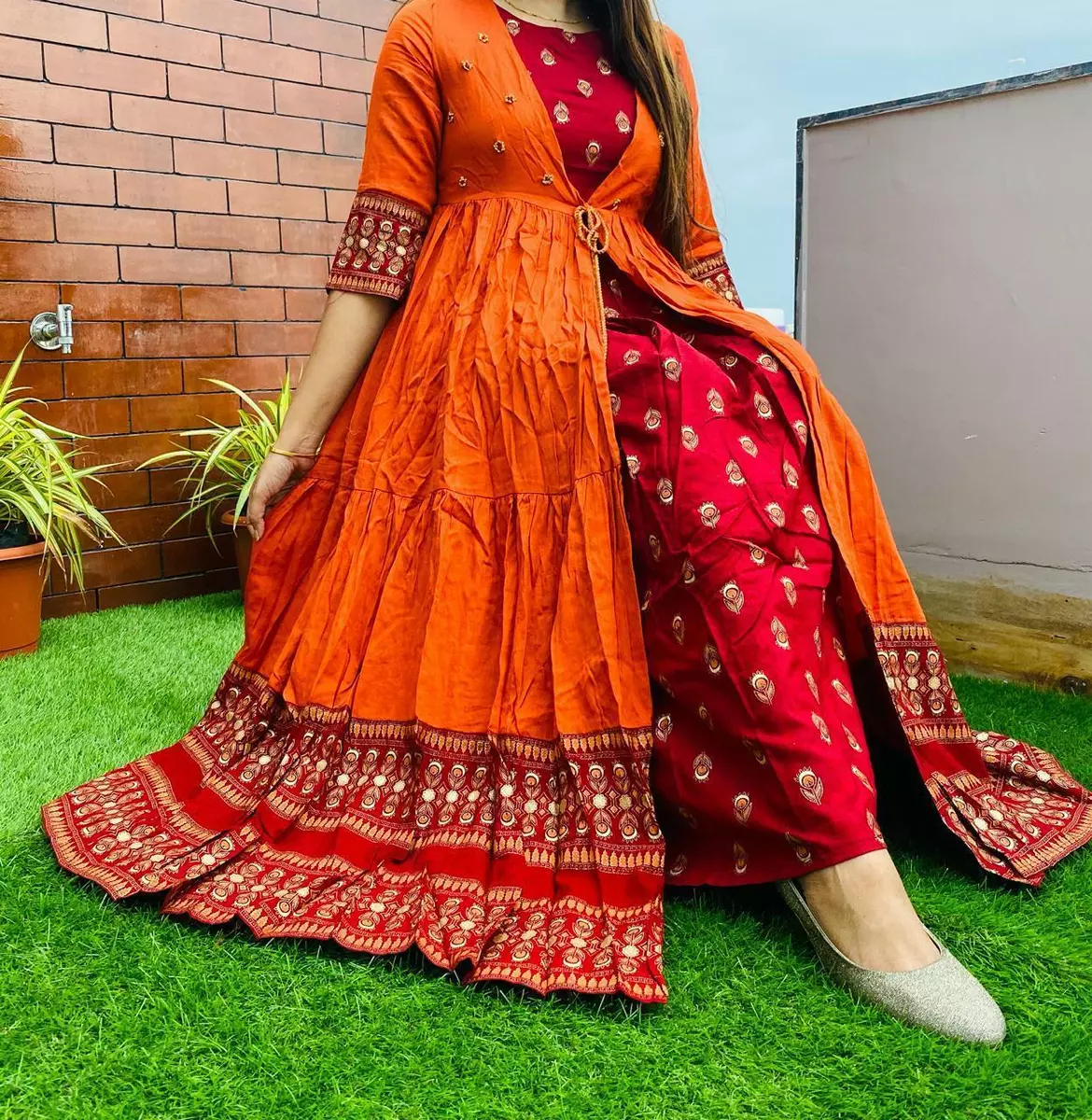 Lehenga with long shrug | Trendy outfits indian, Haldi outfits, Party wear  indian dresses