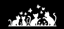 Cats Kittens Butterflies 6" White Vinyl Decals Car Window Mailbox Laptop
