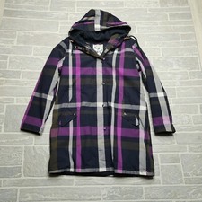 Joules T Raina Right As Rain Jacket Womens Size 8 Purple Hooded Rain Coat