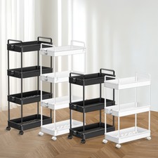 3/4 Tier Kitchen Shelf Trolley on Wheel Cart Vegetable Rack Fruit Basket Storage