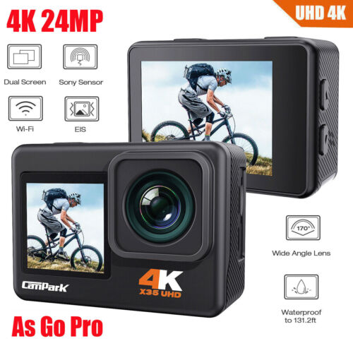 Campark 4K Ultra HD 24MP Action Camera  Dual Screen WiFi Sports Cam Waterproof - Picture 1 of 11
