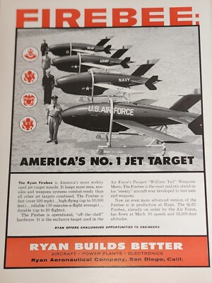 Ryan Firebee Jet Target Missile Magazine Picture Aviation Ad Original