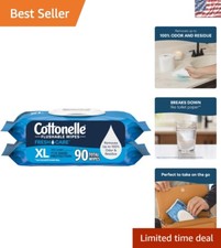 XL Flushable Wet Wipes - 90 Count Adult Wipes, 40 Larger for Ultimate Clean