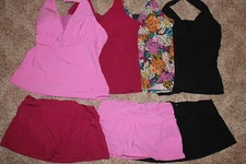 LANDS END Oahu separates Halter TOP or bikini SWIM MINI Pink Floral Black  6 10