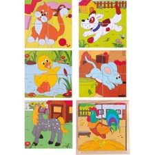 WÜRFELPUZZLE KINDER Bauernhof Tier Bilder Holzspielzeug Lernspiel Puzzle  90922