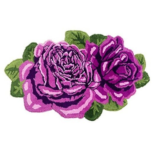 Rose Eug Bathroom Rug Mat Flower Doormat, Ultra Soft and Water Purple