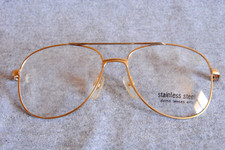 unbranded eyeglass frame front aviator pilot gold 5-3/4 across