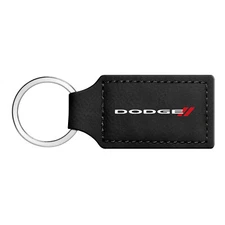Dodge Logo Rectangular Black Leather Key Chain Key-Ring
