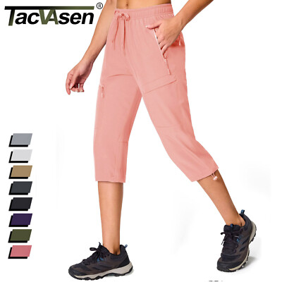 Womens Hiking Pants Cargo Capris Lightweight UPF50+ Pants Quick Dry Golf Joggers