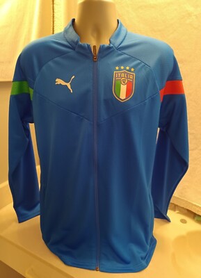 PUMA Italy Mens Blue Figc Player Soccer Training Jacket Size Large