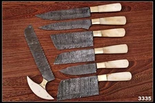 7”pieces HAND FORGED DAMASCUS STEEL CHEF KNIFE KITCHEN Knives Set