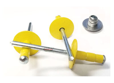 Yellow 3/16'' Aluminum Large Head with Steel Mandrel Multi Grip Pop Rivets Fas...