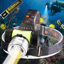Underwater 262ft Scuba Diving Headlamp Yellow + White LED Head Light Waterproof