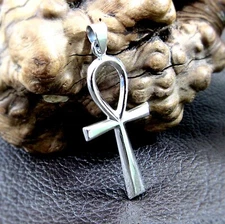 Large Solid 925 Sterling Silver Egyptian ANKH Cross Pendant, Key of Life Jewelry