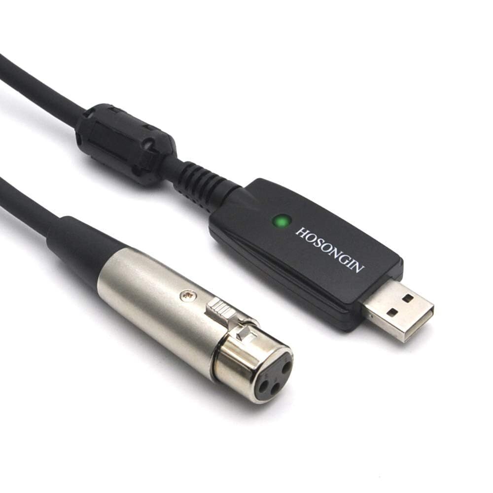 USB Audio Adapter with 48V Phantom Power for Condenser Mics 10ft Cable
