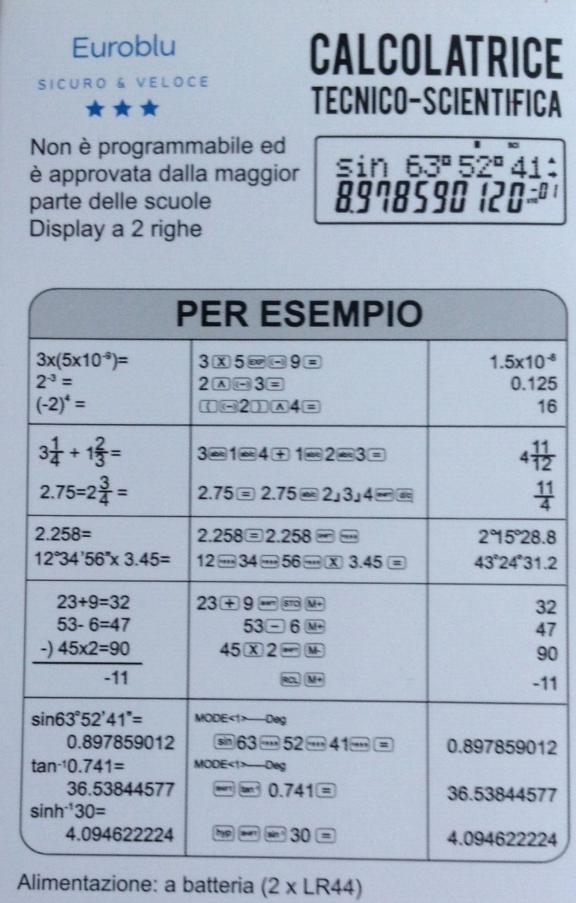 Trade Shop - Calcolatrice Scientifica 240 Metodi Di Calcolo Uffici Scuola A  12 Cifre Pn-2891