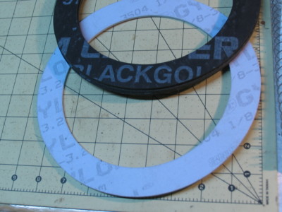 Lot-Q      One 6'' GARLOCK GYLON #3504 1/8'' thick Gasket (8-3/4''OD x 6-5/8''ID)