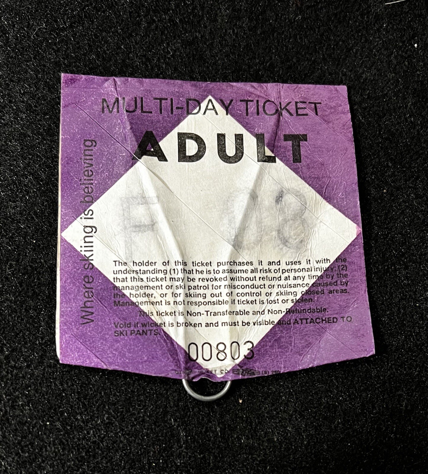 SNOWSHOE 1990’s Ski Lift Ticket WEST VIRGINIA Souvenir Resort Travel