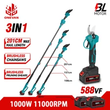 3-in-1 Electric Pole Pruning Shears Cordless Brushless Pole Saws with 2 Battery