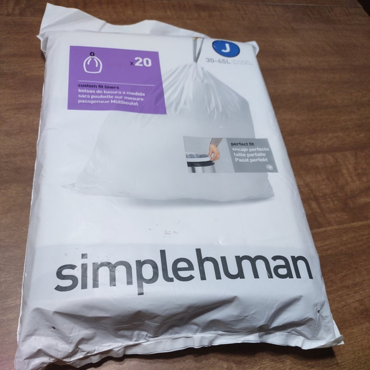 Simplehuman Custom Fit Garbage Bags Code J 8-12 Gallon 20pk