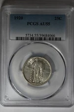 1920  .25 PCGS AU55 Standing Liberty Quarter, Liberty 25 Cents
