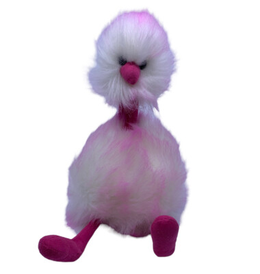 Jellycat Raspberry Ripple Pom Pom Emu Ostrich Plush Pink White 14