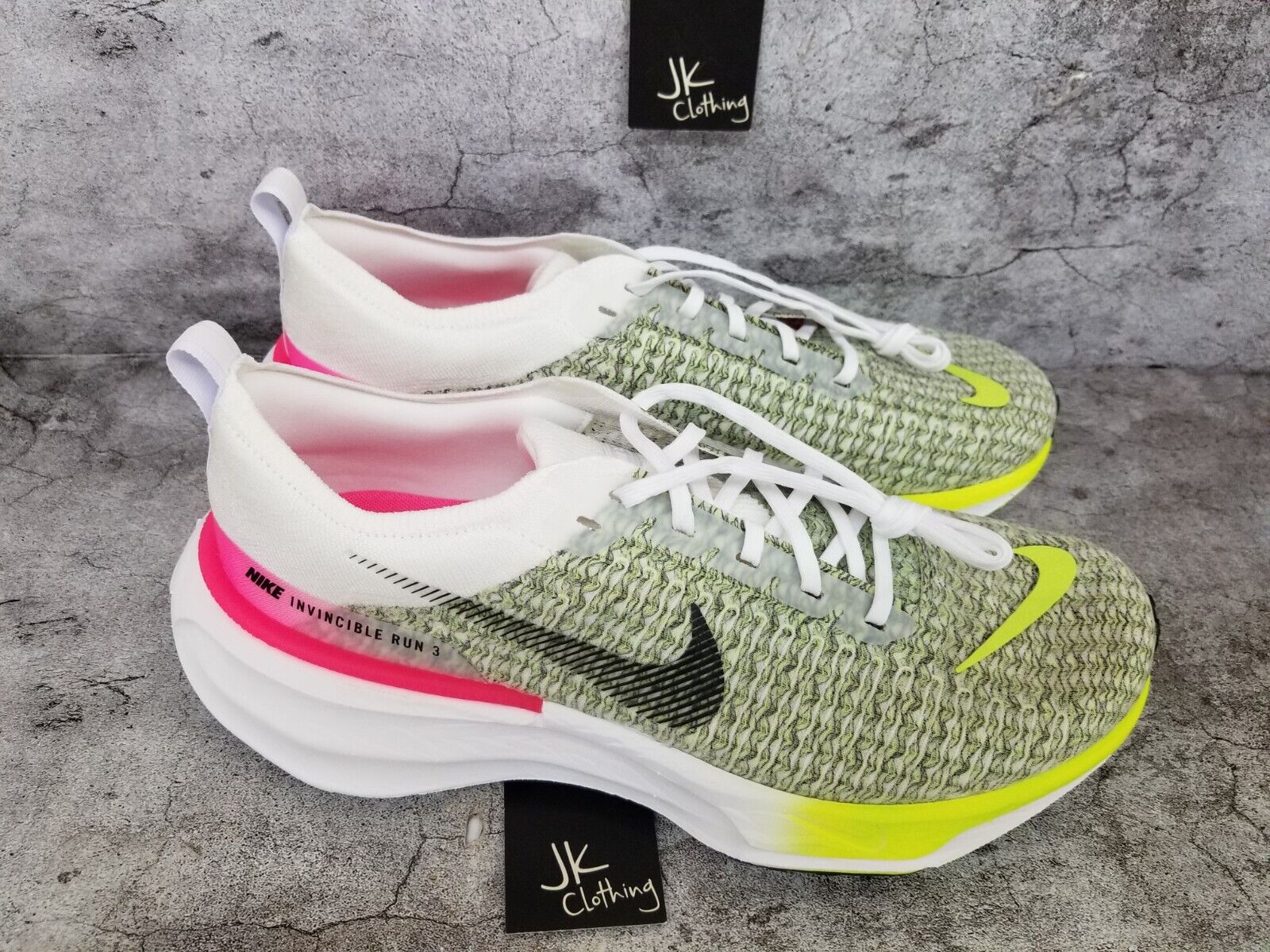 Size 9.5 - Nike ZoomX Invincible Run Flyknit 3 Low White Volt Hyper Pink  for sale online