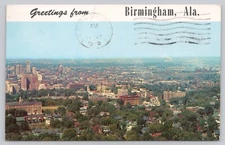 Postcard Birmingham Alabama Greetings Birds Eye View of City Posted 1972