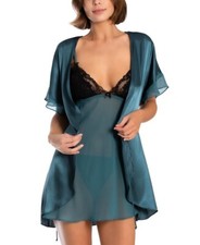 NWT Linea Donatella Sz XL Secret Wish Babydoll Thong  Wrap Robe 3pcs Set SRW043