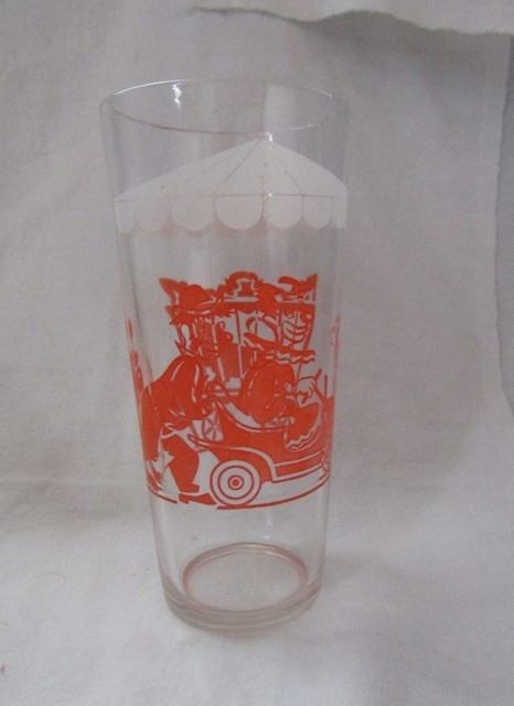 vintage circus drinking glasses