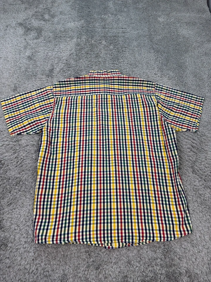Drunknmunky Shirt Mens XL Yellow Madras Plaid Button Down Vtg Made In USA 90s - Image 2 of 4