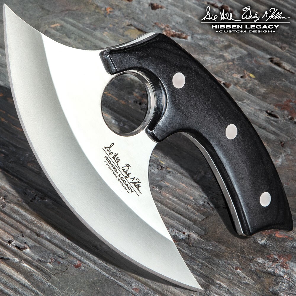 Hibben Legacy Ulu Knife And Leather Sheath | 5cr15 Stainless Steel