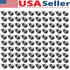 100PCS DC Power Socket Mount With Threaded Nut Panel Connector 3-Pin 5.5 x 2.1mm