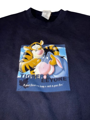 VINTAGE 90's Tigger Disney Store USA MADE Sweatshirt Blue Large Y2K Big Graphic - 第 3/4 張圖片