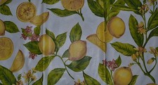 Vinyl Tablecloth Summer Yellow Lemon Pink Flower Green Leaf 52 x 70 Garden NEW