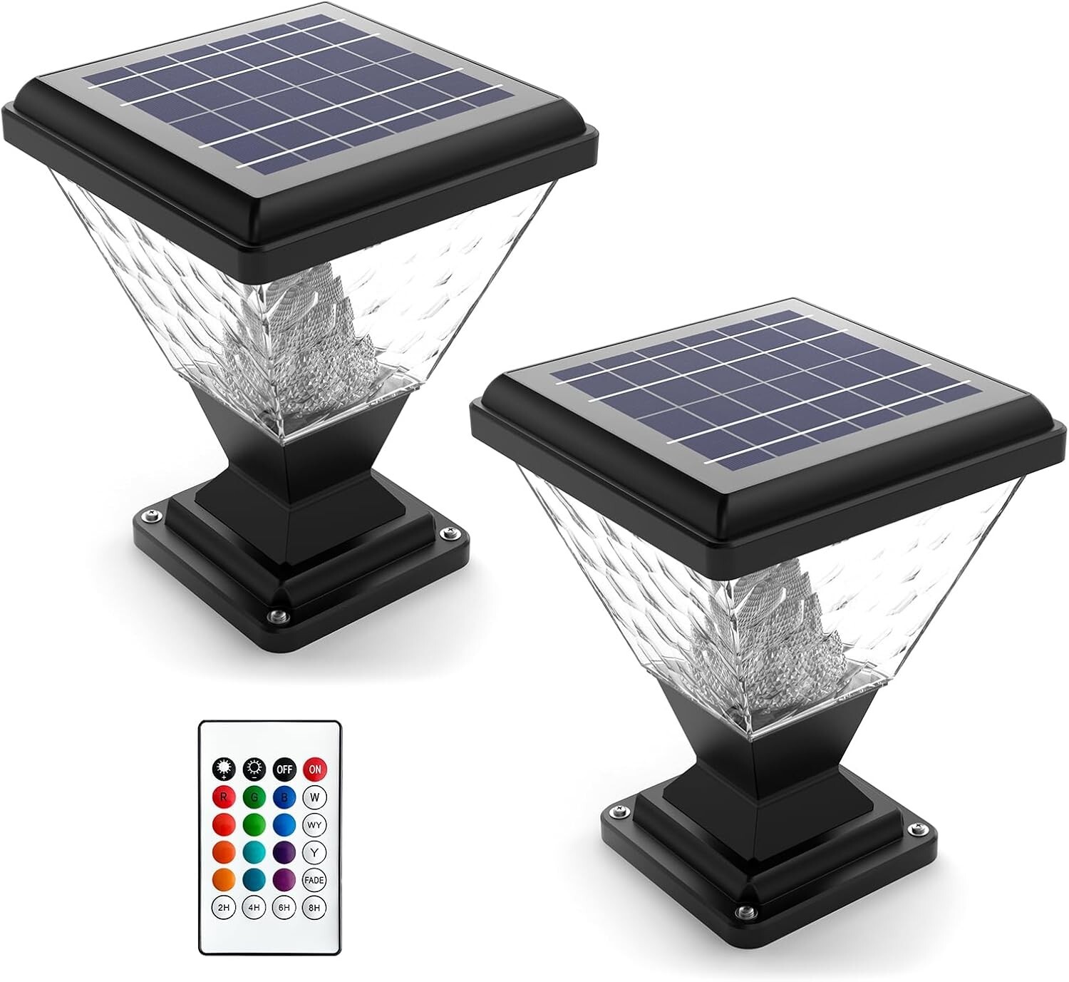 A Pair of LED Solar Lantern Lights RGBW with Hand Remote Control System