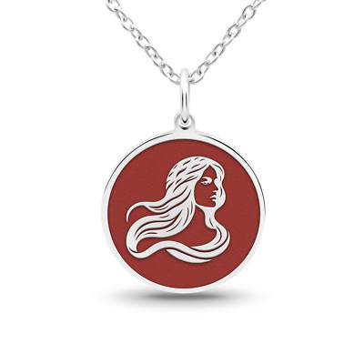 Tokemoti 925 Sterling Silver Virgo Zodiac Sign Red Enamel Pendant ...