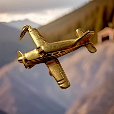 14K Solid Yellow Gold Vintage 3D Cessna Airplane Charm  Propeller Aircraft