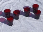 Set of 6 Vintage Anchor Hocking Windsor Royal Ruby Glasses - 3 1/2" Tall