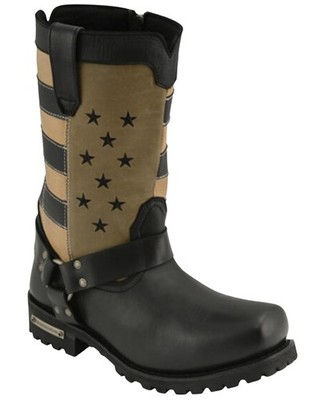 Milwaukee Leather Men's Men'S Stars And Stripes Motorcycle Harness Boot -